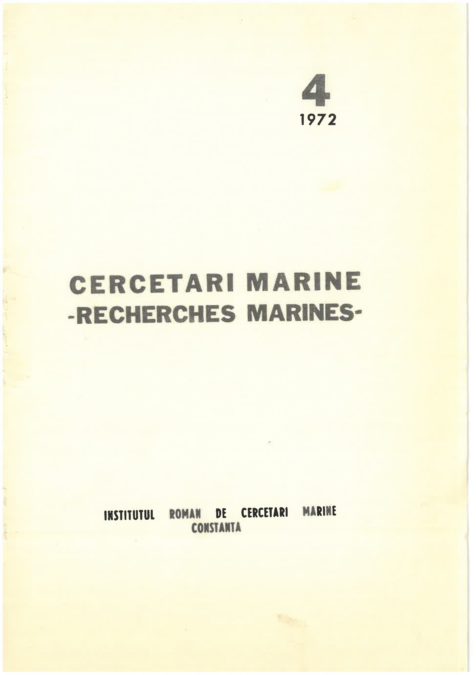 					View Vol. 4 No. 1 (1972): CERCETĂRI MARINE - RECHERCHES MARINES
				