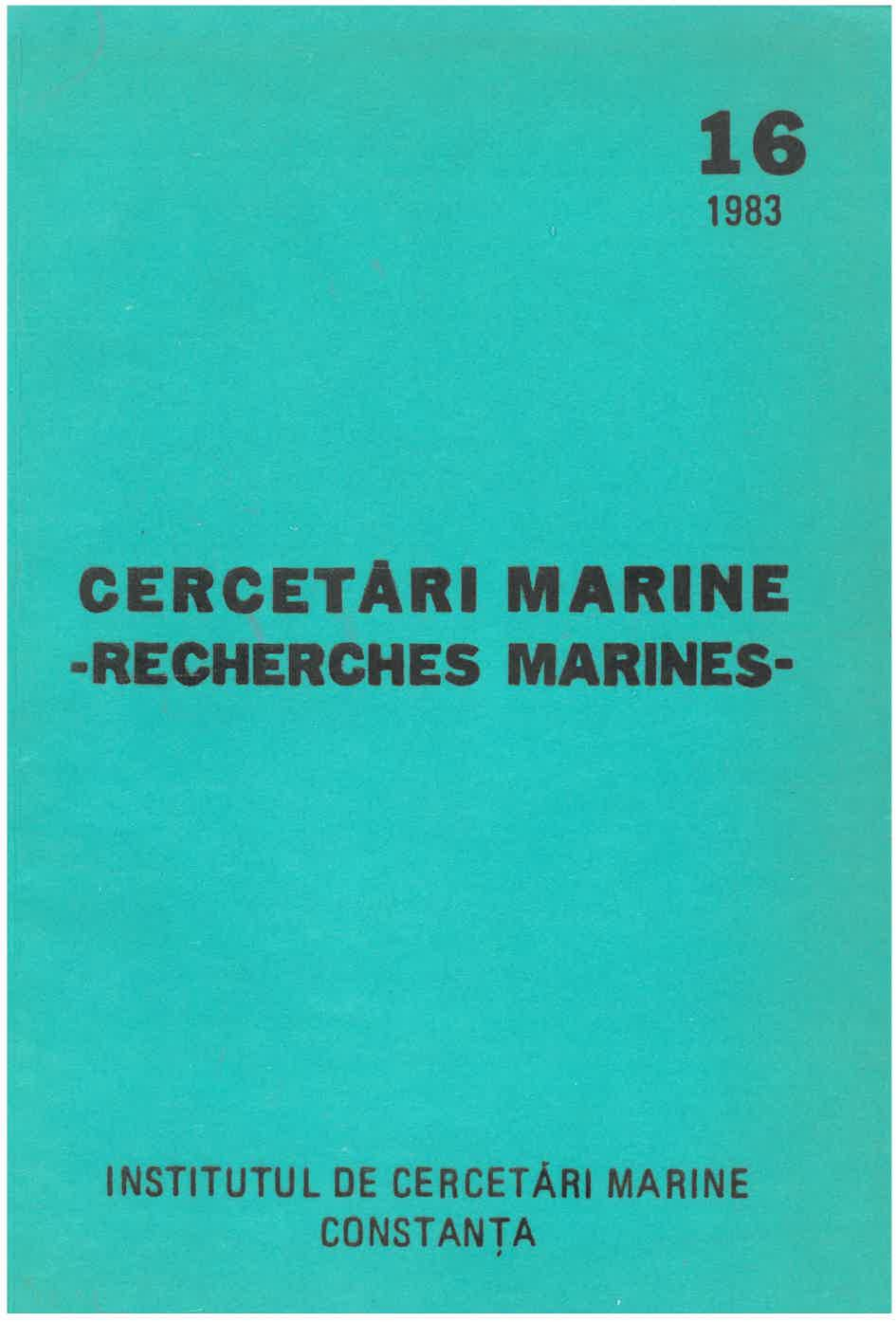 					View Vol. 16 No. 1 (1983): CERCETĂRI MARINE - RECHERCHES MARINES
				